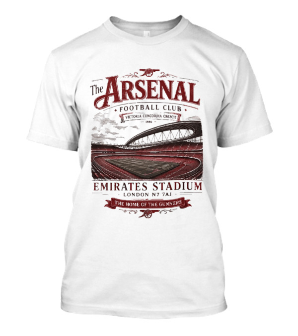 Arsenal Football Club Emirates Stadium London N7 7AJ Victoria Concordia Crescit Established 1886 Home Of The Gunners T-Shirt