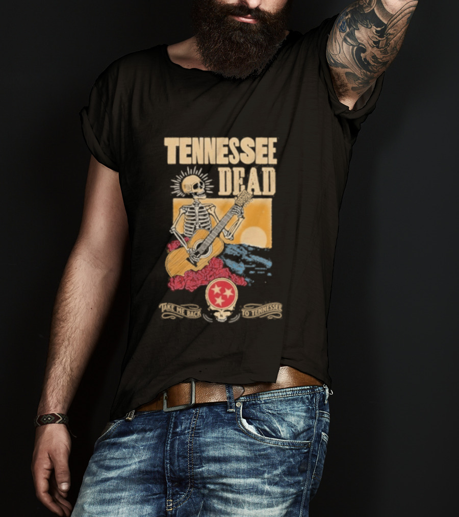 Tennessee Dead United States Of Take Me Back Skeleton Guitar Sun Roses T-Shirt