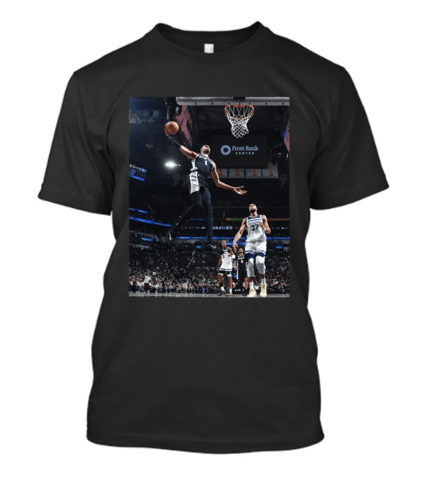 Victor Wembanyama Dunk Spurs Vs Timberwolves Frost Bank Center T-Shirt