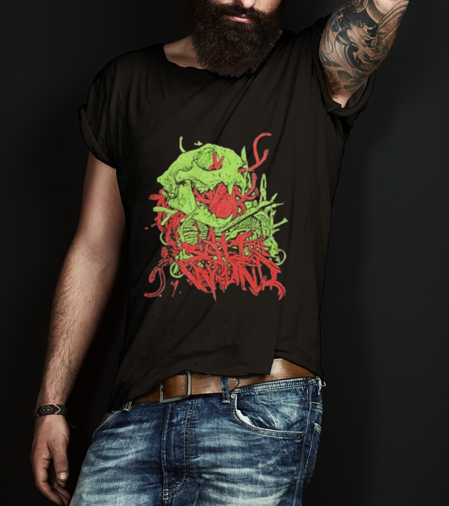 Boot And Annoy Skull Acid Green Red T-Shirt