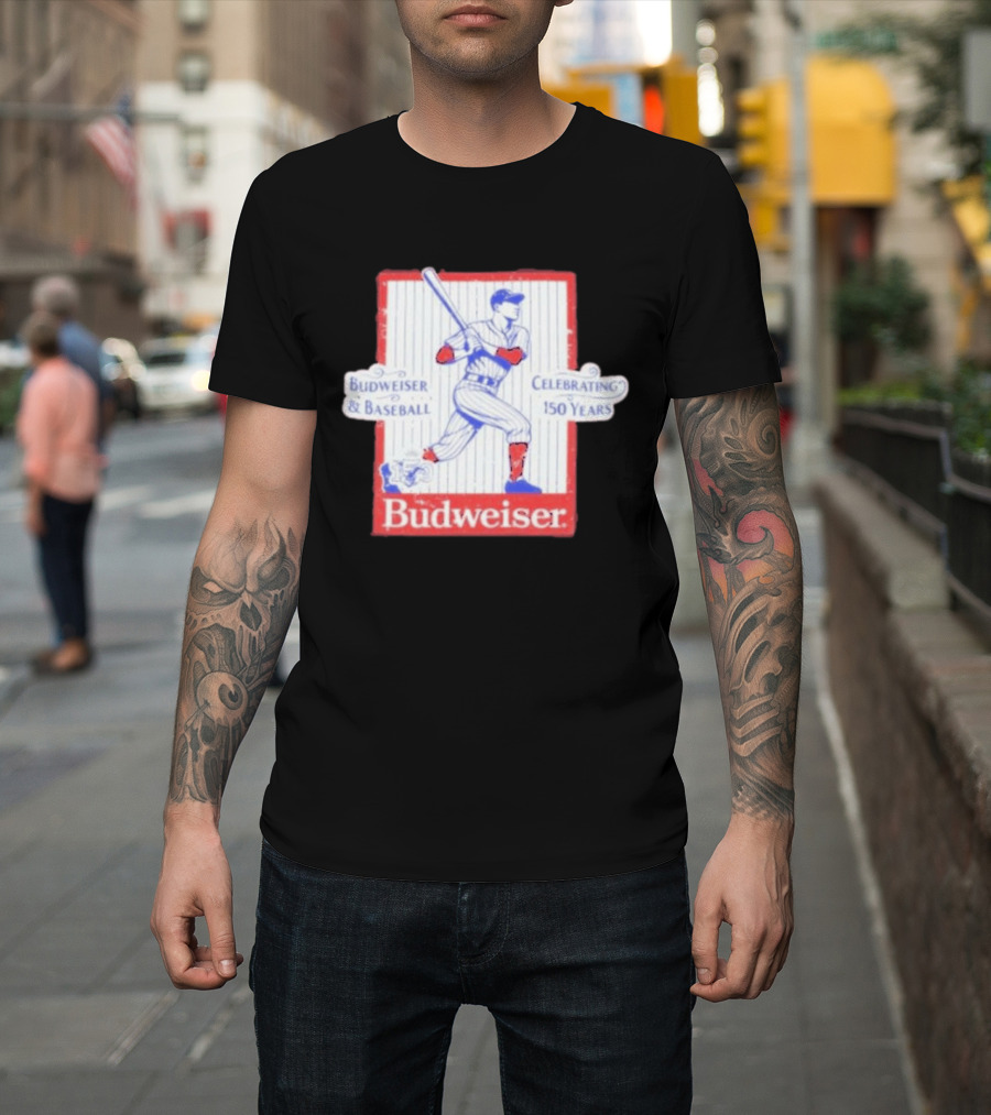 Budweiser Baseball Celebrating 150 Years Vintage Iconic Batter T-Shirt