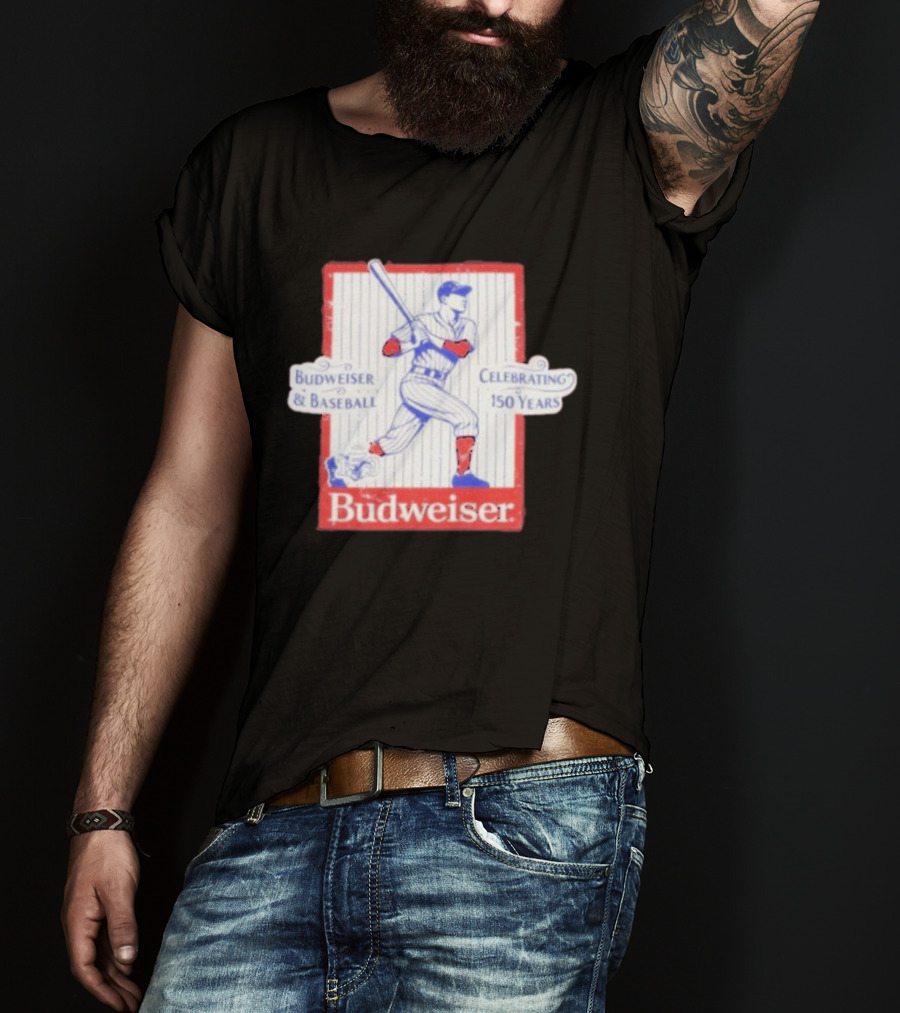 Budweiser Baseball Celebrating 150 Years Vintage Iconic Batter T-Shirt