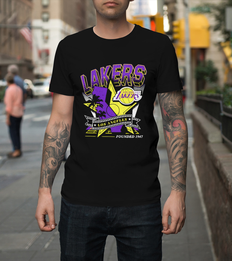 Los Angeles Lakers Founded 1947 NBA Team California Map T-Shirt