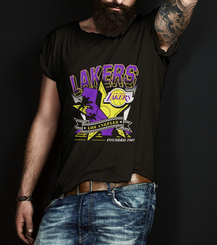Los Angeles Lakers Founded 1947 NBA Team California Map T-Shirt