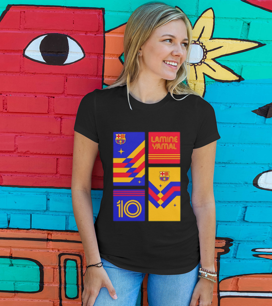 FC Barcelona Lamine Yamal 10 Vibes With Team Colors And Crest T-Shirt