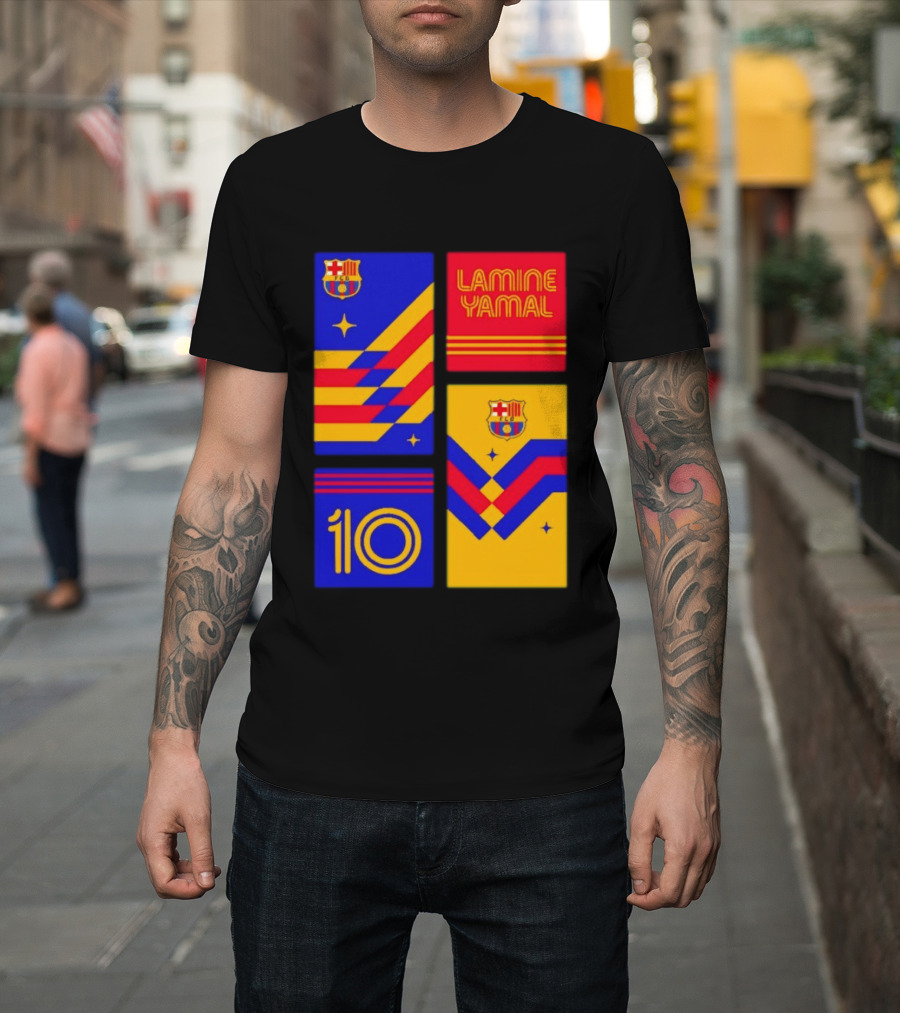 FC Barcelona Lamine Yamal 10 Vibes With Team Colors And Crest T-Shirt