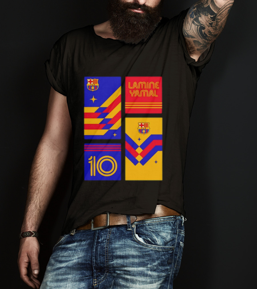FC Barcelona Lamine Yamal 10 Vibes With Team Colors And Crest T-Shirt