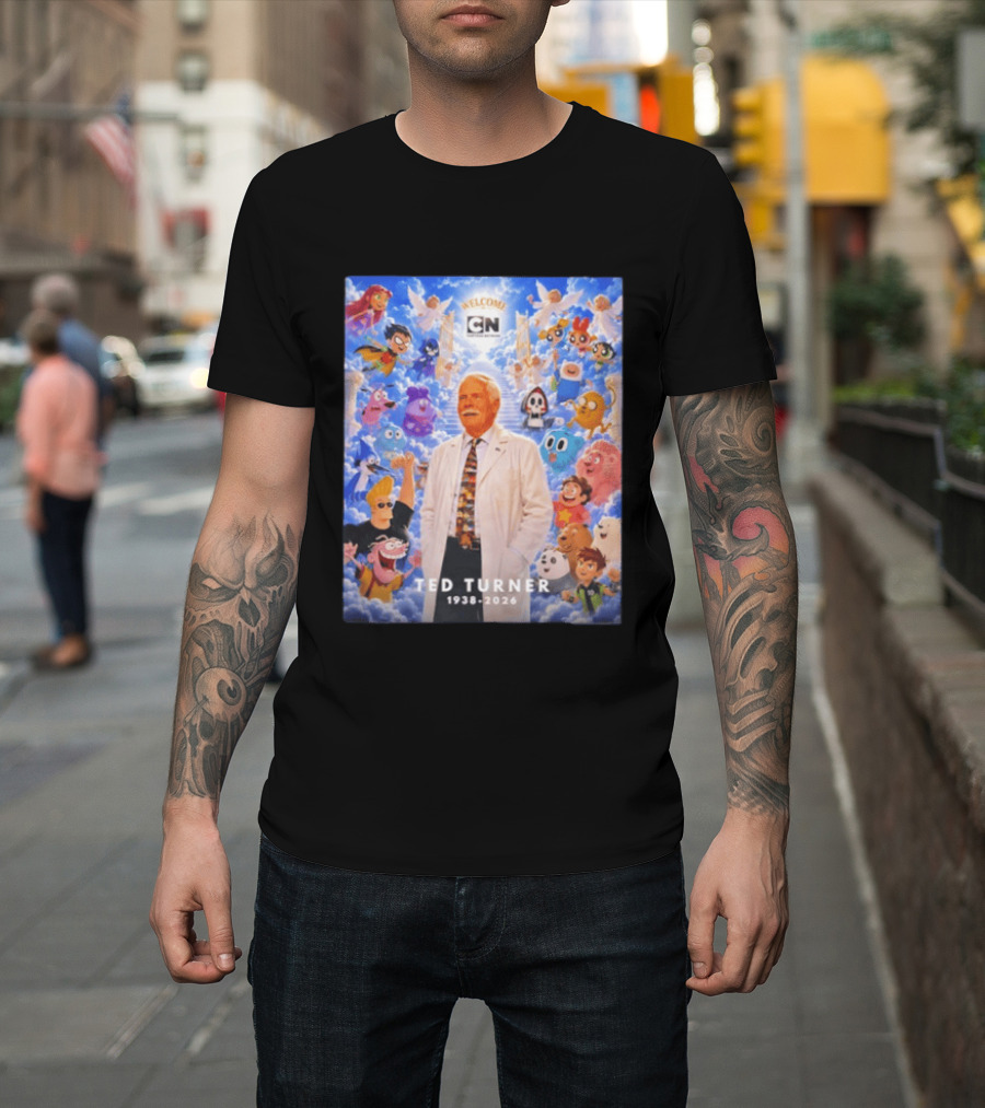 Welcome Cartoon Network Ted Turner 1938 2026 Characters Heaven T-Shirt