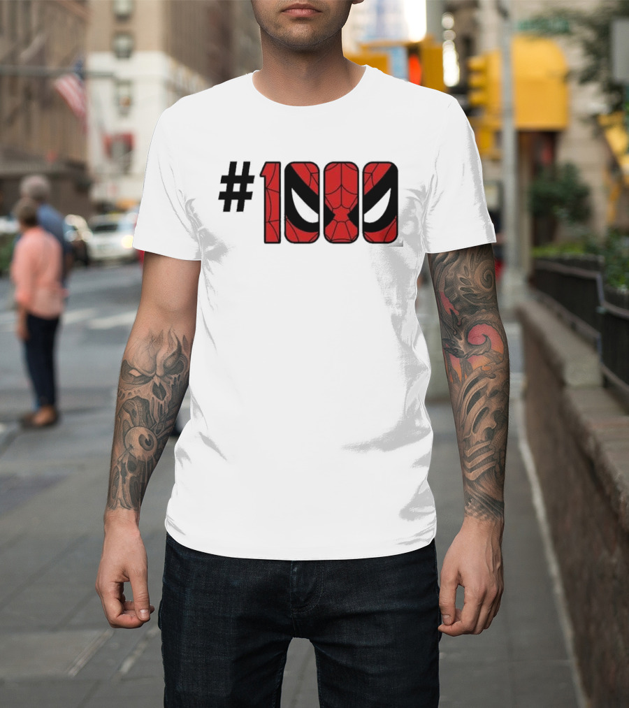 #1000 Spider Man Mask Red Web T-Shirt
