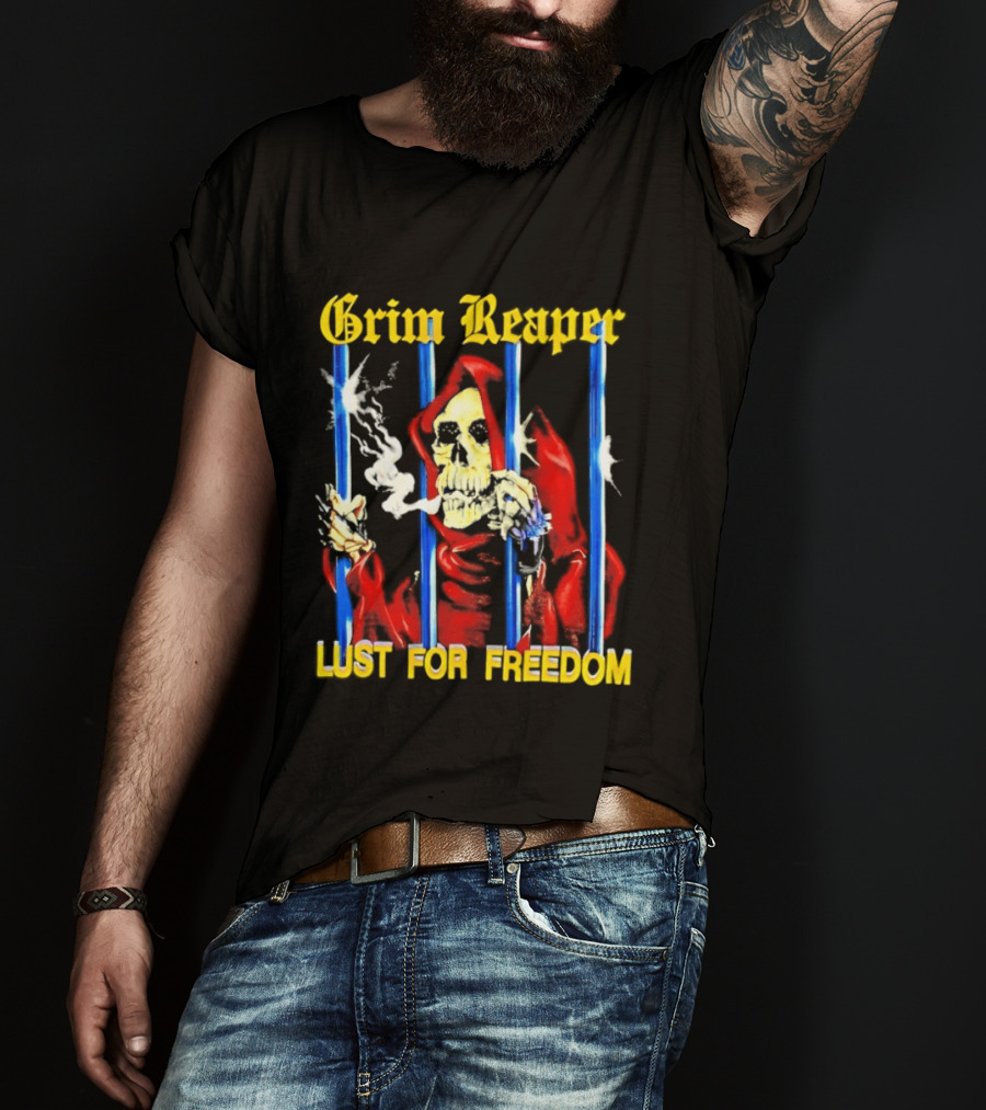 Grim Reaper Behind Bars Lust For Freedom T-Shirt