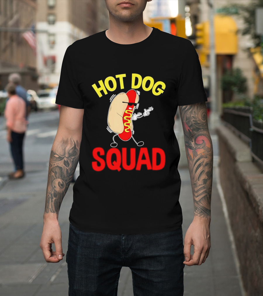 Hot Dog Squad Funny Cartoon Mustard Enthusiasts T-Shirt