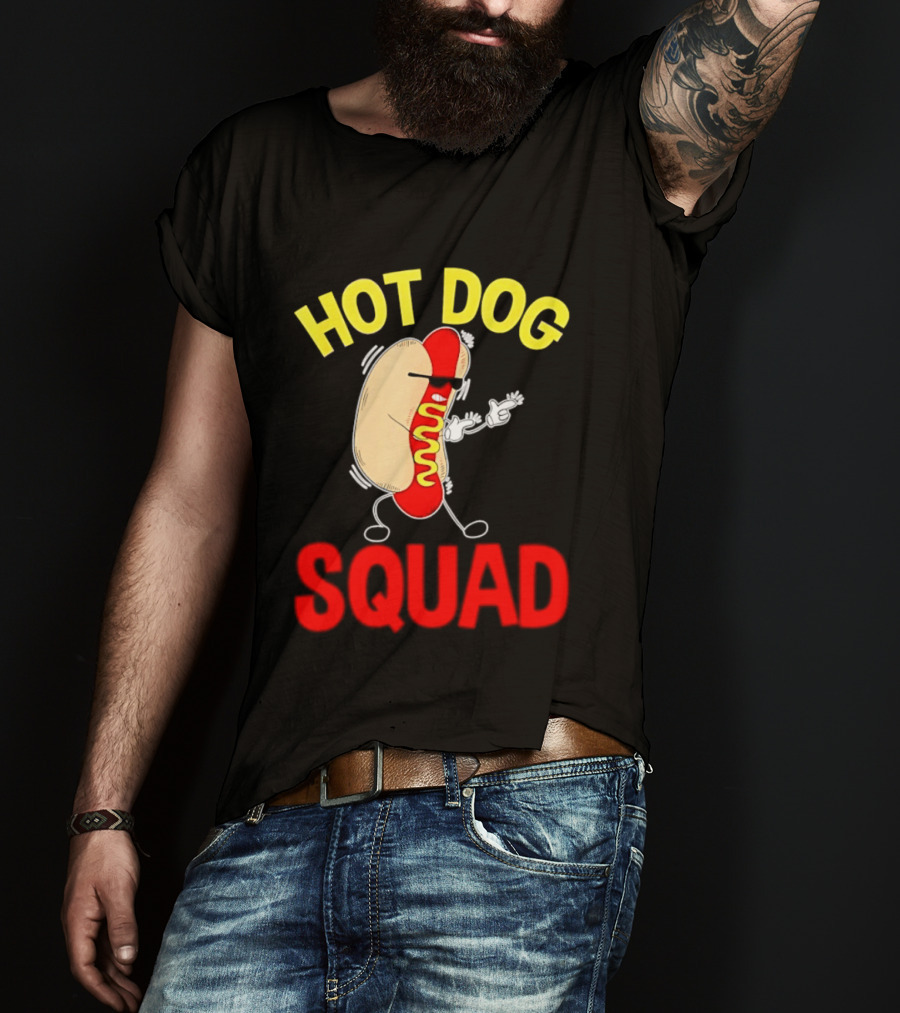 Hot Dog Squad Funny Cartoon Mustard Enthusiasts T-Shirt