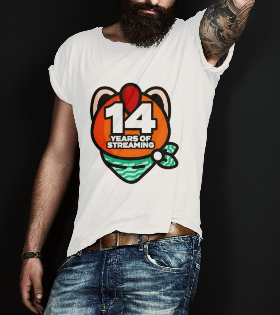 14 Years Of Streaming Cat Ear Design With Bandana T-Shirt