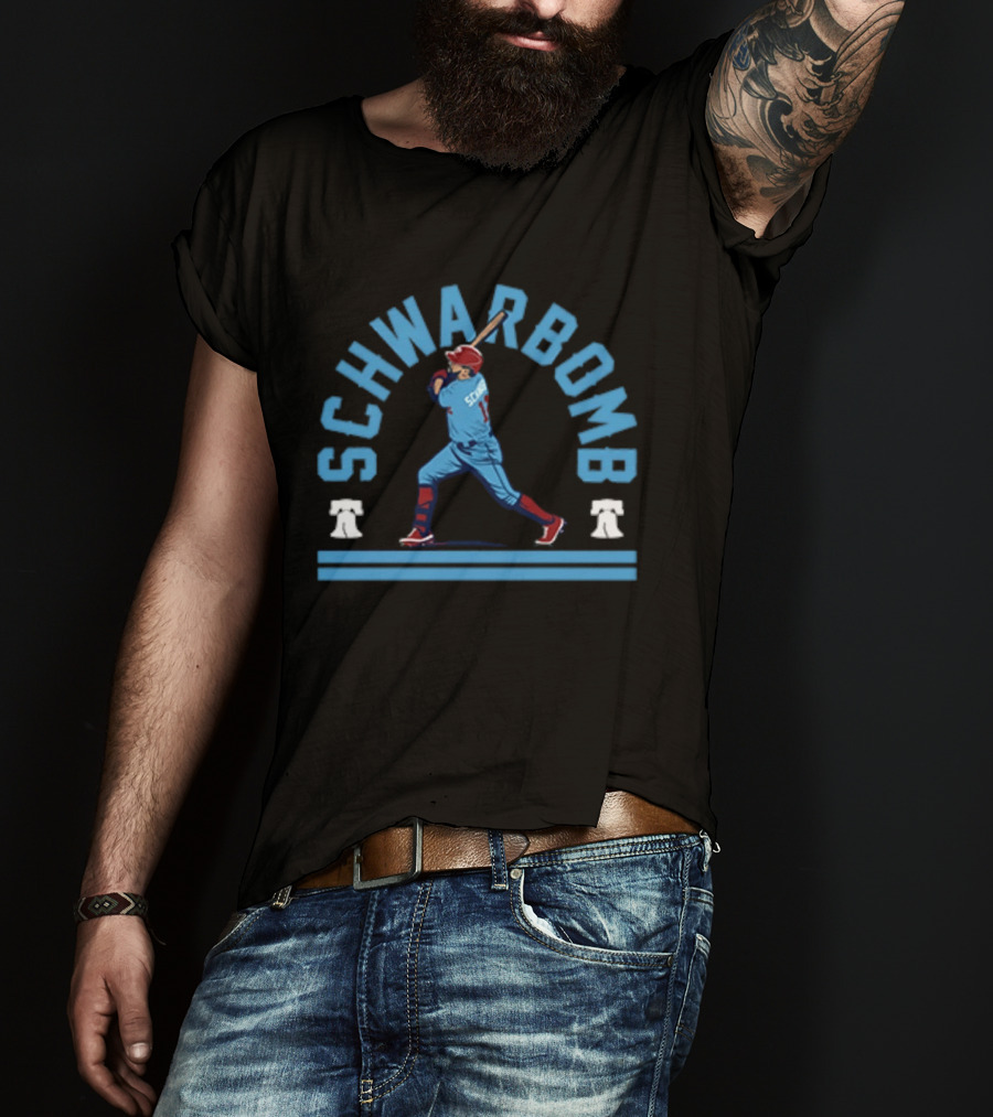 Schwarbomb Philadelphia Baseball Skyline Swing T-Shirt