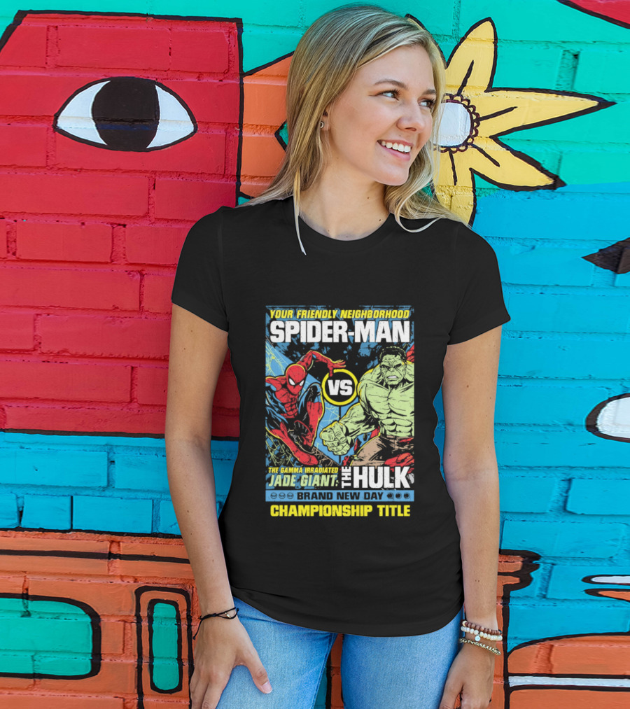 Your Friendly Neighborhood Spider Man Vs The Hulk Championship Title Brand New Day T-Shirt