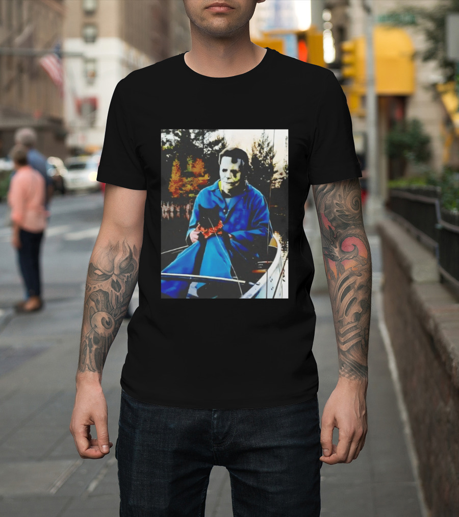 Michael Myers Lake Fishing With Cat In Boat T-Shirt