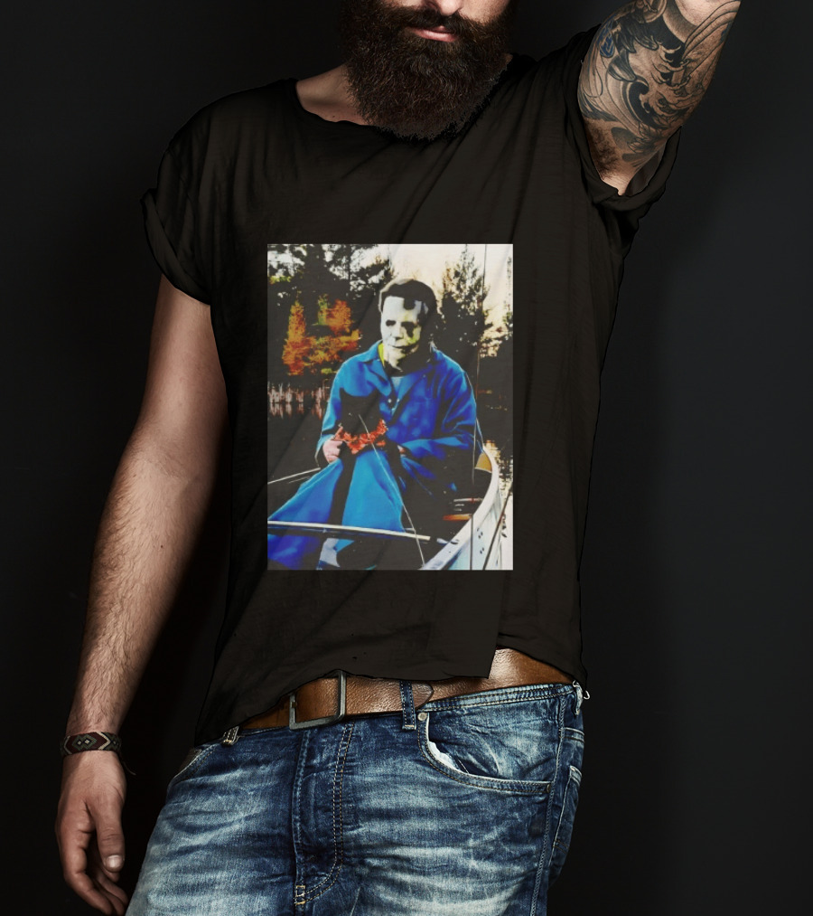 Michael Myers Lake Fishing With Cat In Boat T-Shirt