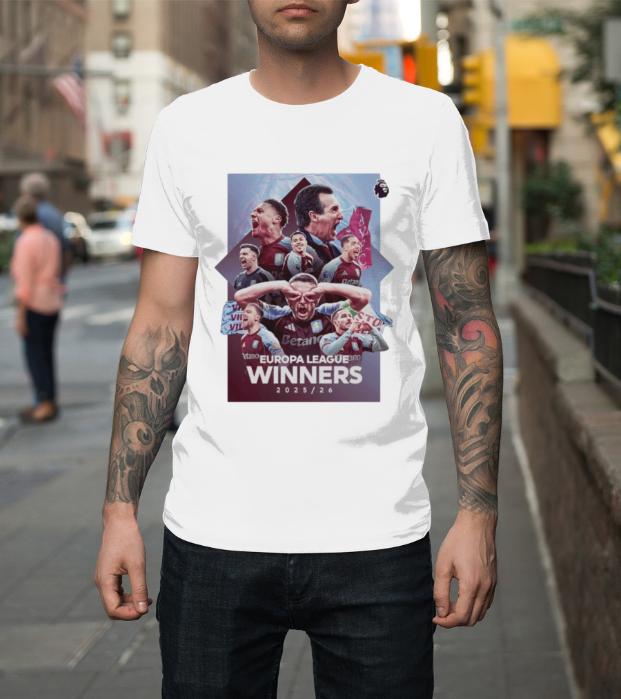 Aston Villa Europa League Champions 2025 2026 Betano Premier League T-Shirt