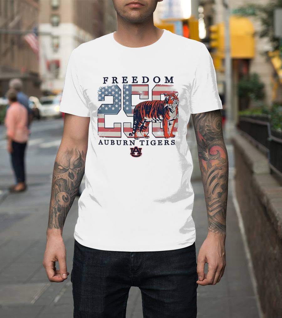 Freedom 250 Auburn Tigers Americana Flag Tiger T-Shirt