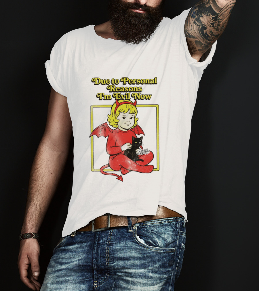 Due To Personal Reasons I'm Evil Now Baby Devil Costume With Black Cat T-Shirt
