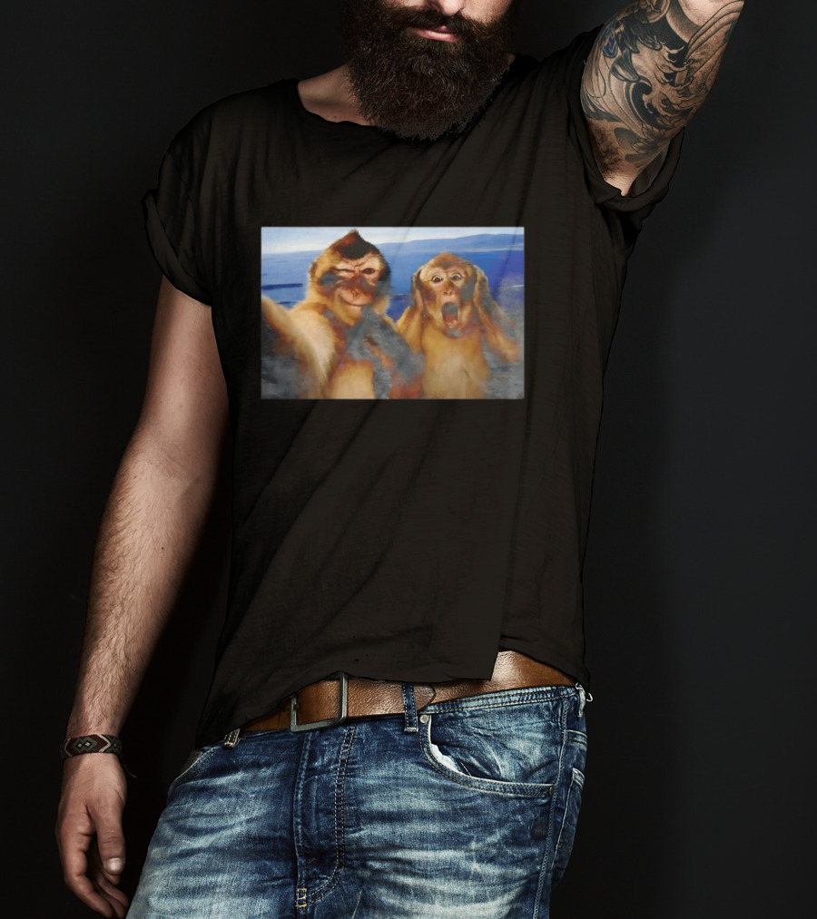 Funny Thinking Monkey Meme Surprised Expression Moments T-Shirt