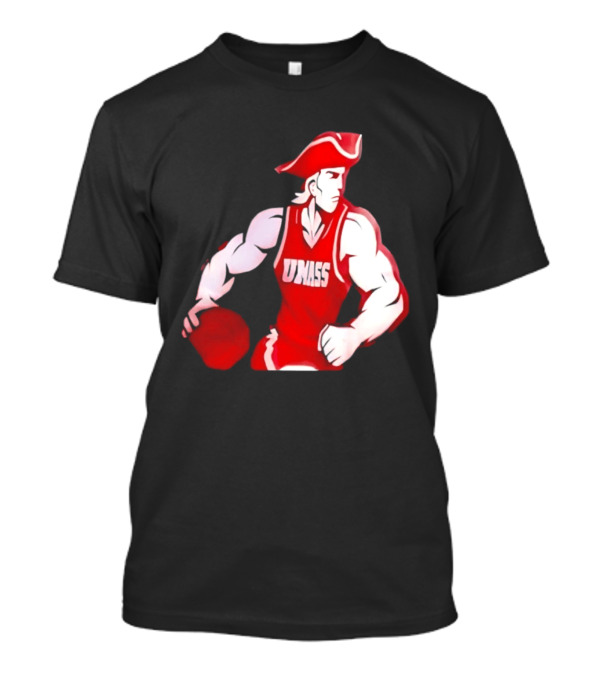 UMass Minutemen Basketball Red Jersey Embroidery T-Shirt