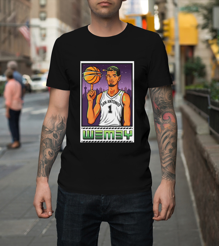 Wembanyama San Antonio Spurs Wemby Giclee Basketball Star Number 1 T-Shirt