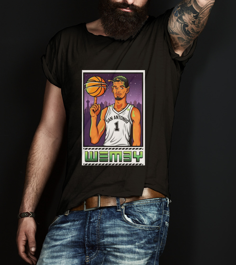 Wembanyama San Antonio Spurs Wemby Giclee Basketball Star Number 1 T-Shirt