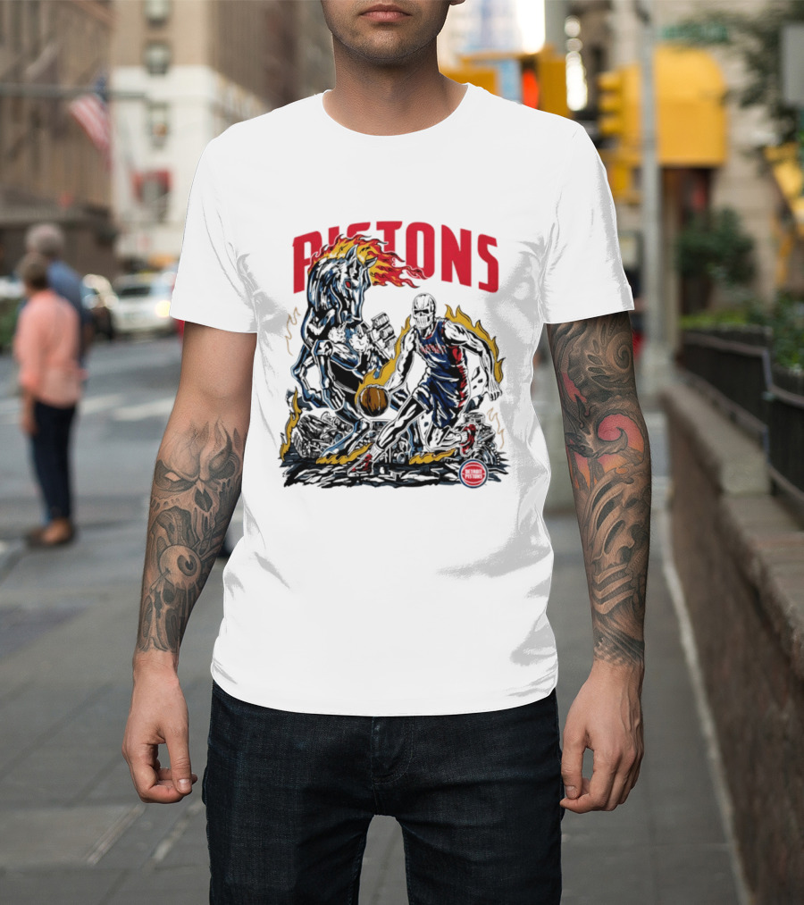 Pistons Warren Lotas 2026 Basketball Flames T-Shirt