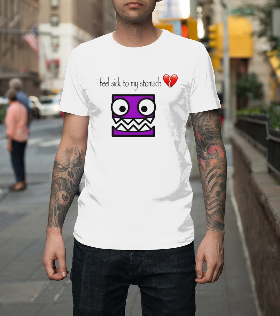 Geometry Dash I Feel Sick To My Stomach Broken Heart Pixel Art Monster T-Shirt
