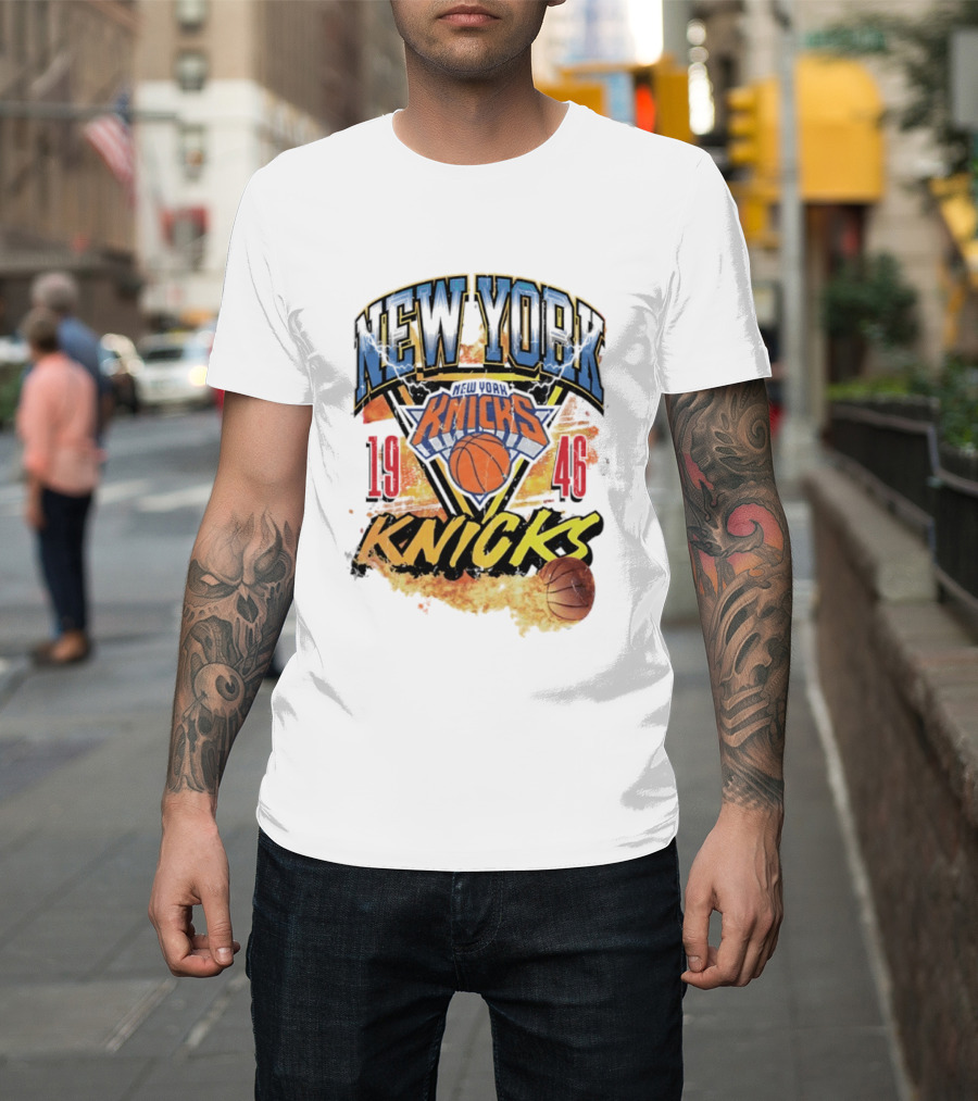 New York Knicks 1946 Basketball On Fire T-Shirt