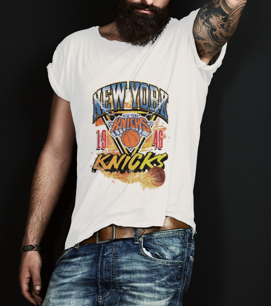 New York Knicks 1946 Basketball On Fire T-Shirt