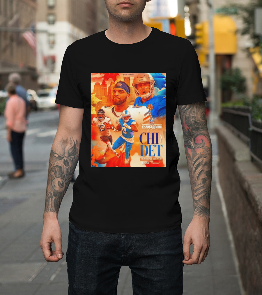 NFL Thanksgiving Day Game Chicago Bears Vs Detroit Lions Nov 26 CBS Sports T-Shirt