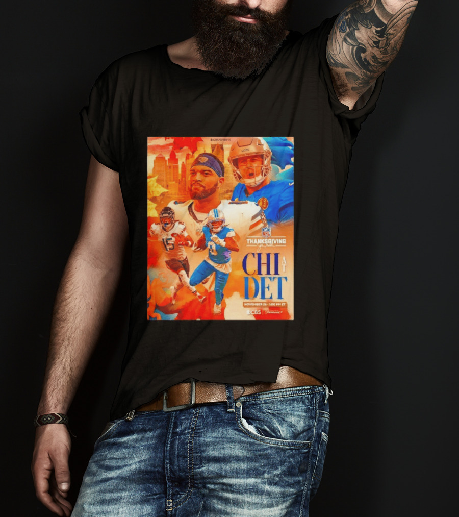 NFL Thanksgiving Day Game Chicago Bears Vs Detroit Lions Nov 26 CBS Sports T-Shirt