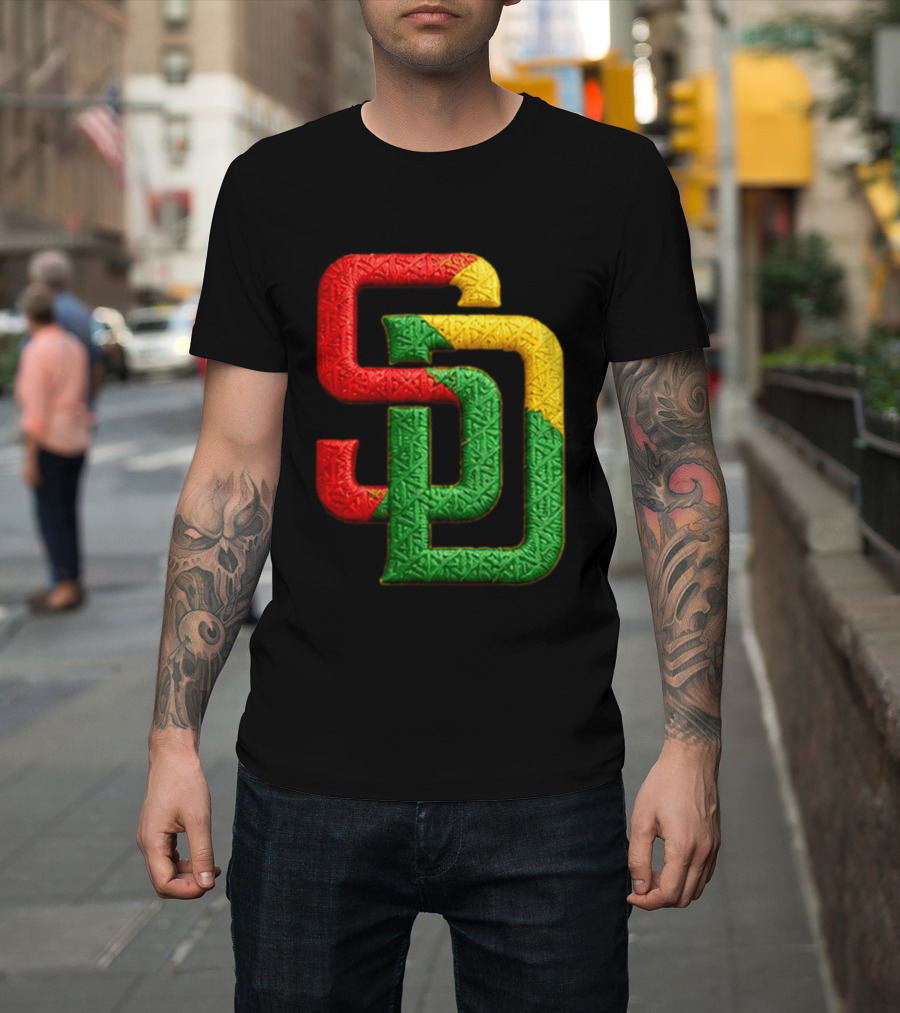Padres African American Heritage 2026 Giveaway SD Red Gold Green T-Shirt