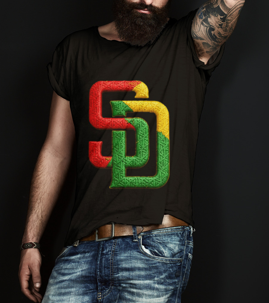 Padres African American Heritage 2026 Giveaway SD Red Gold Green T-Shirt