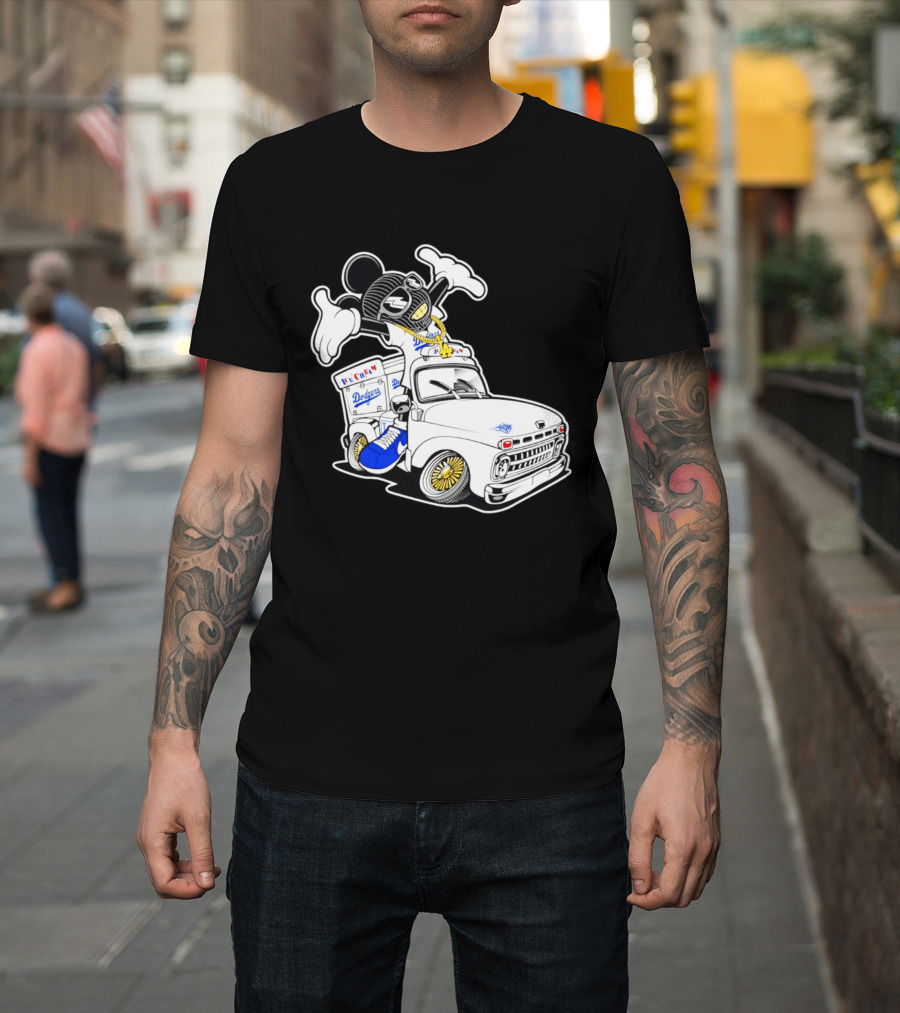 Los Angeles Dodgers Mickey Ice Cream Truck Sneaker Chain T-Shirt