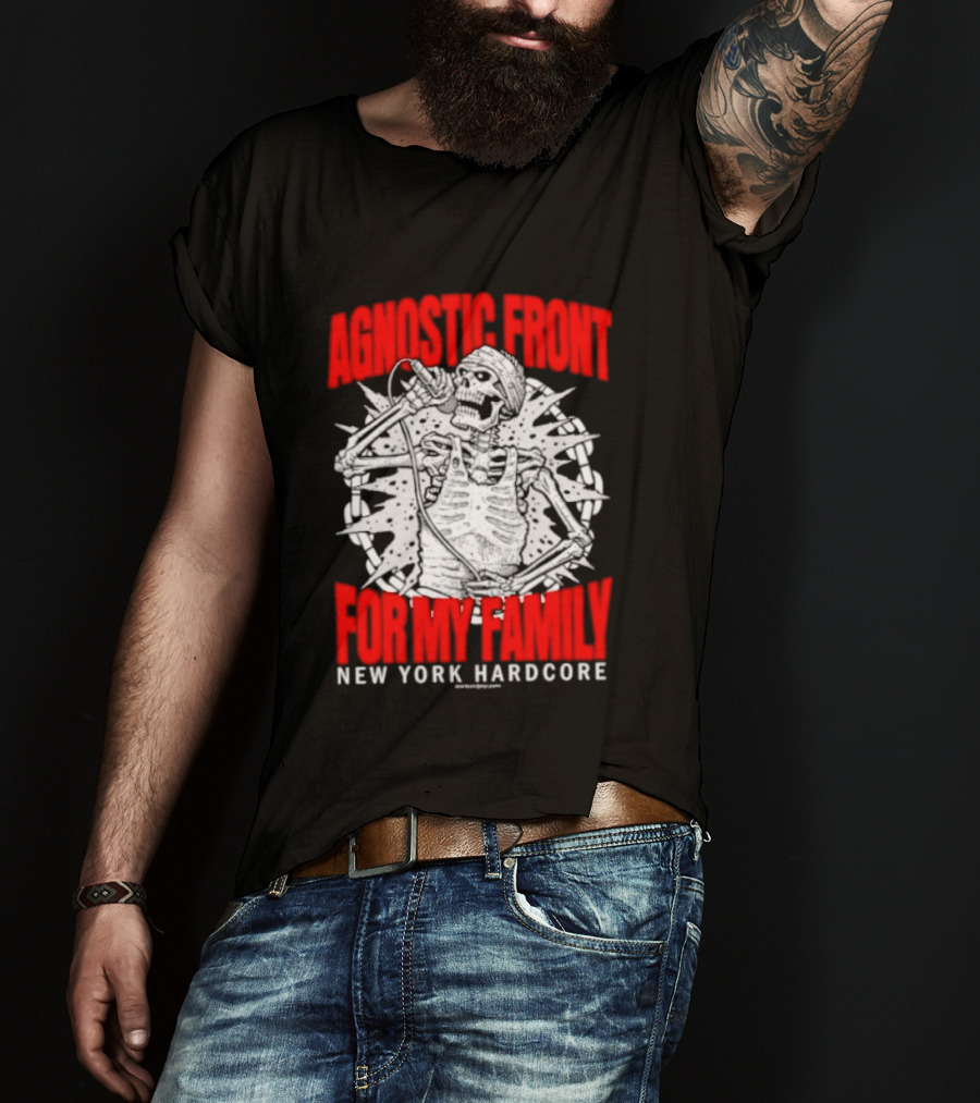 Agnostic Front Skeleton For My Family New York Hardcore T-Shirt
