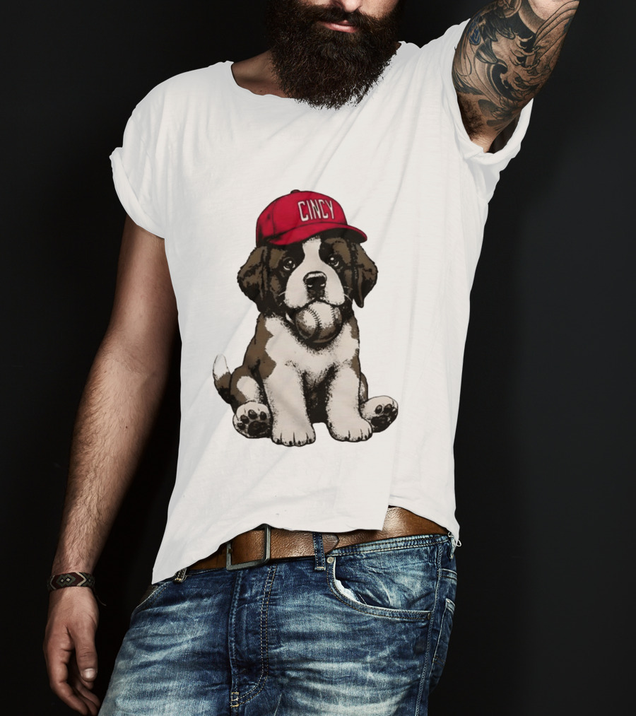 Cincinnati Reds Cincy Puppy Baseball Hat T-Shirt