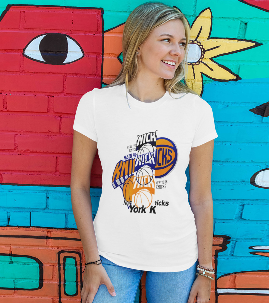 New York Knicks Basketball Collage Fragmented T-Shirt