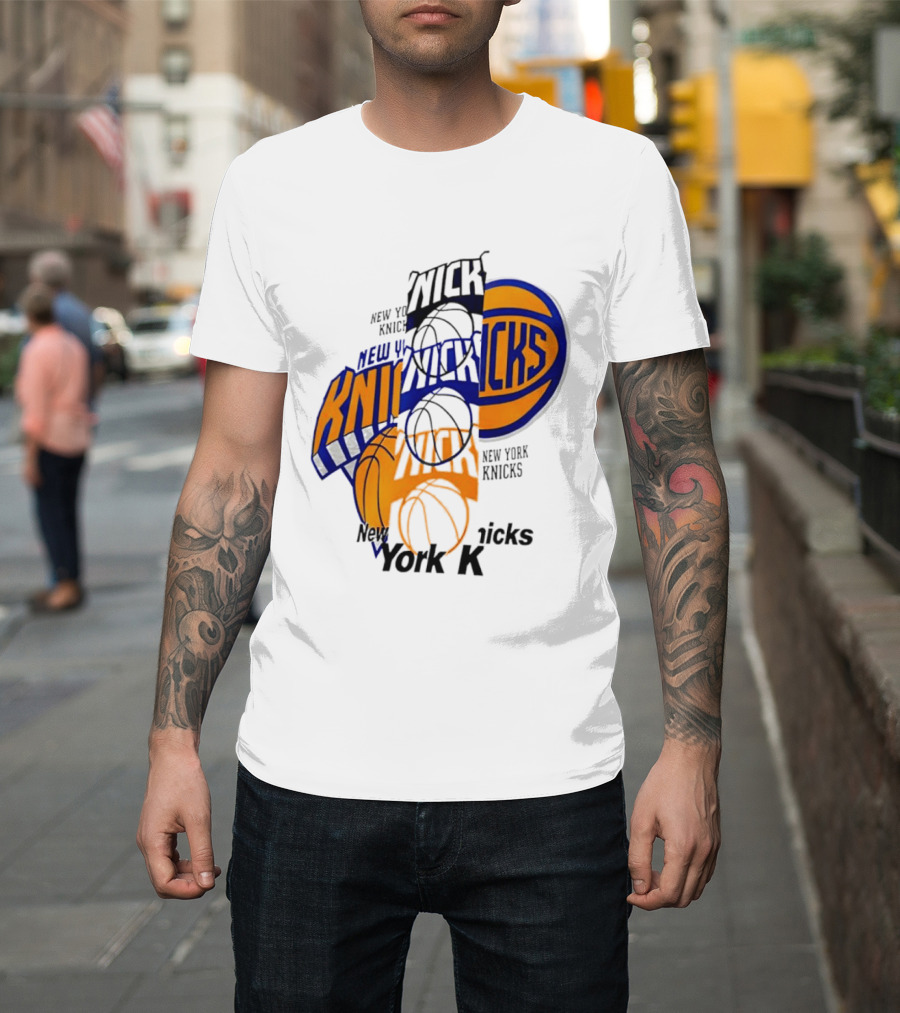 New York Knicks Basketball Collage Fragmented T-Shirt