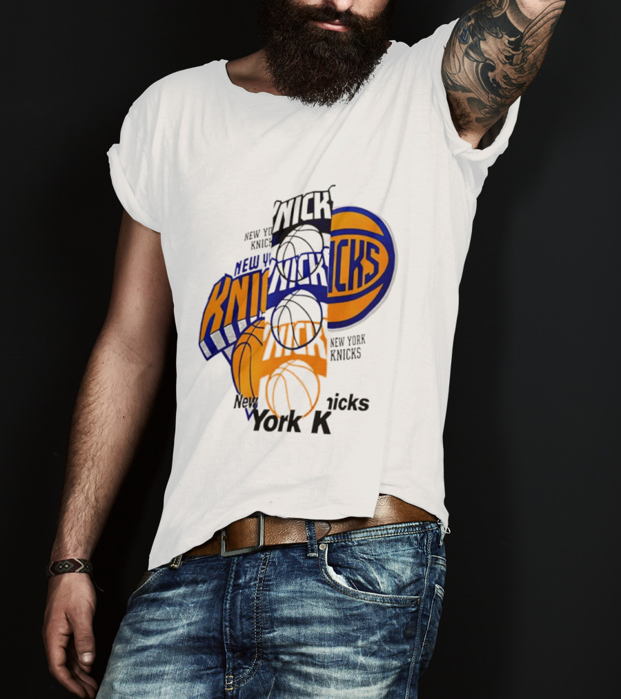 New York Knicks Basketball Collage Fragmented T-Shirt