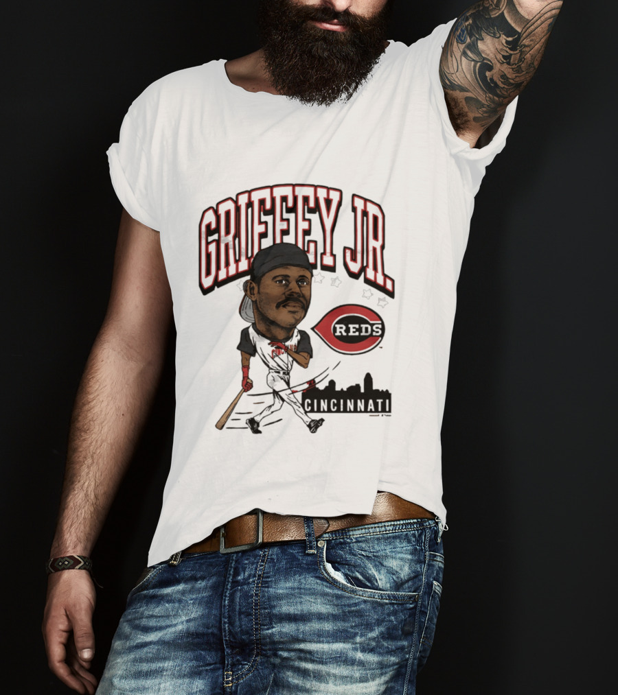 Cincinnati Reds Griffey Jr Caricature Tri Blend T-Shirt