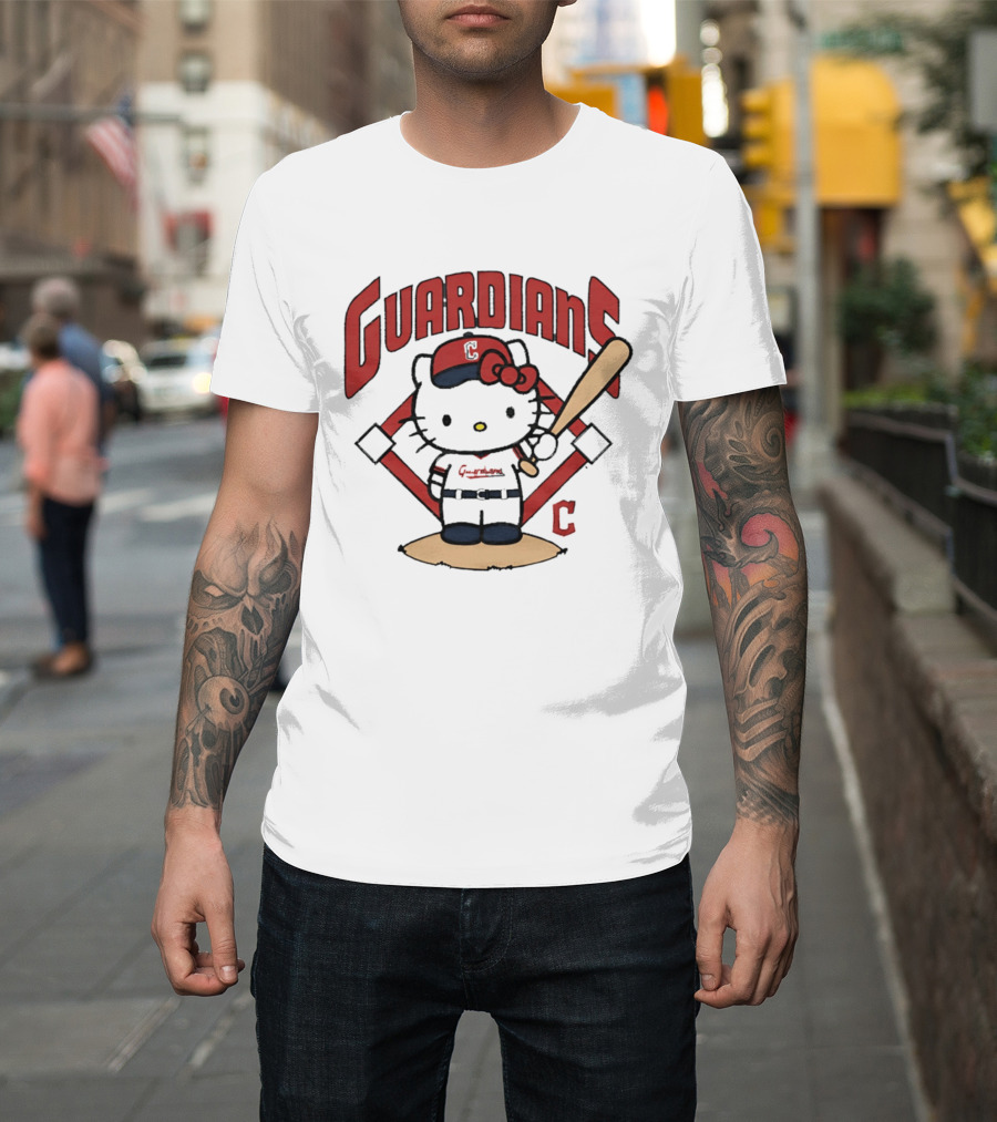 Hello Kitty Cleveland Guardians MLB 2026 Cartoon Collaboration T-Shirt