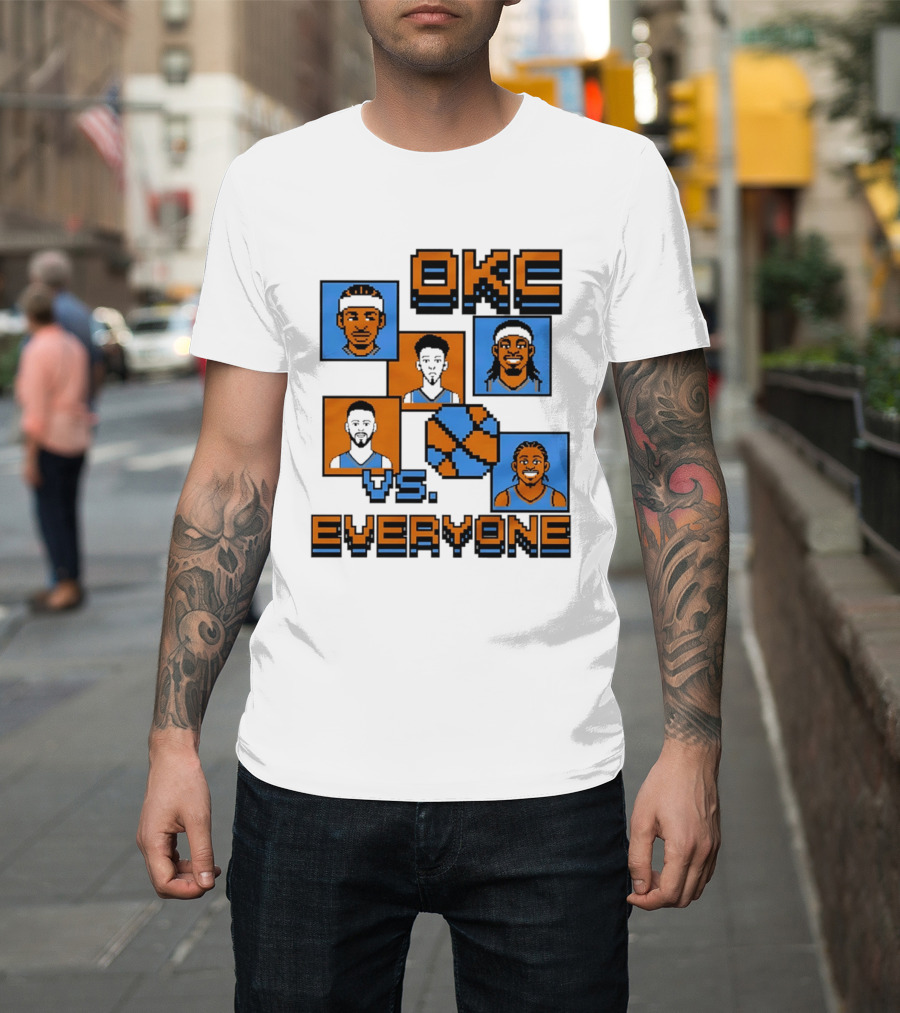 Oklahoma City Thunder OKC Vs Everyone 8 Bit Basketball Pixel Art Characters T-Shirt