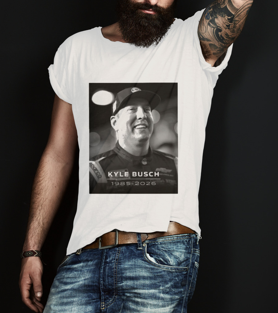 Kyle Busch 1985 2026 Racing Tribute Black And White T-Shirt