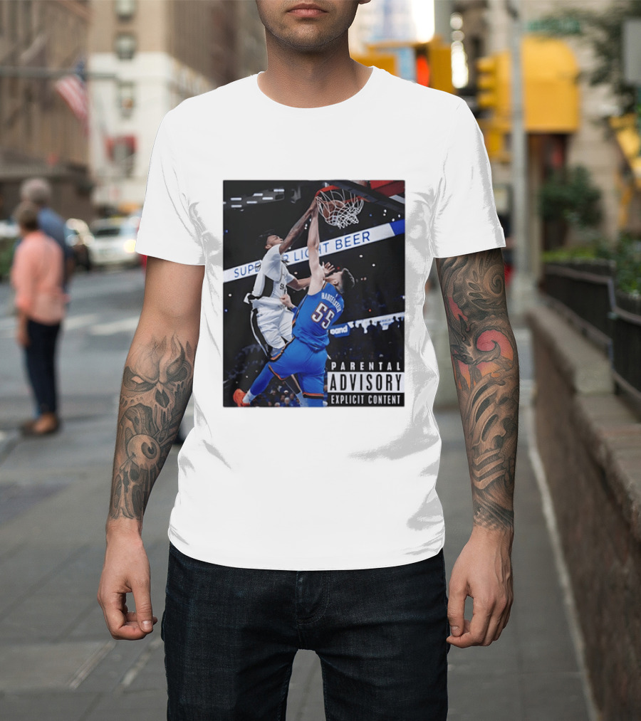 Parental Advisory Explicit Content Dunk Contest New York Knicks Mitchell Robinson Basketball Photo T-Shirt