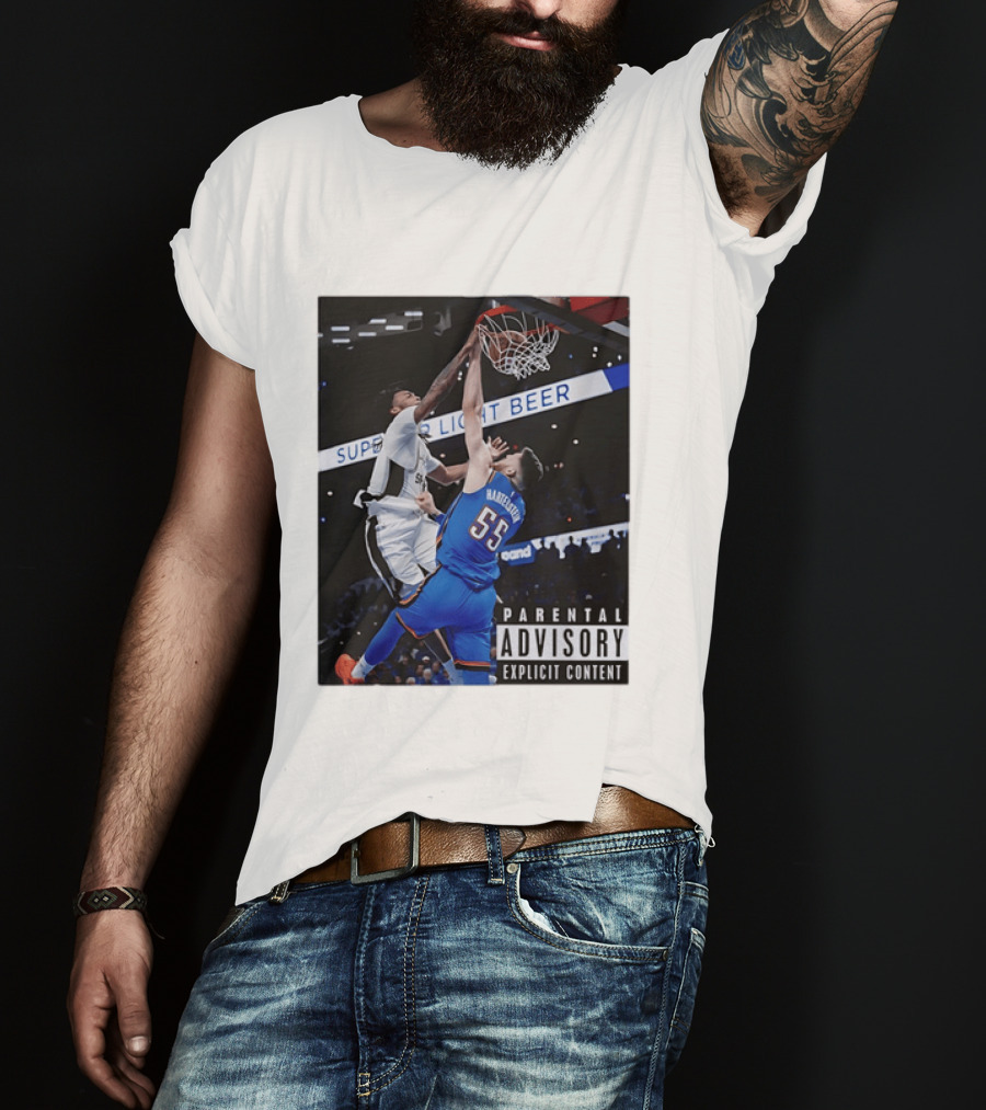 Parental Advisory Explicit Content Dunk Contest New York Knicks Mitchell Robinson Basketball Photo T-Shirt
