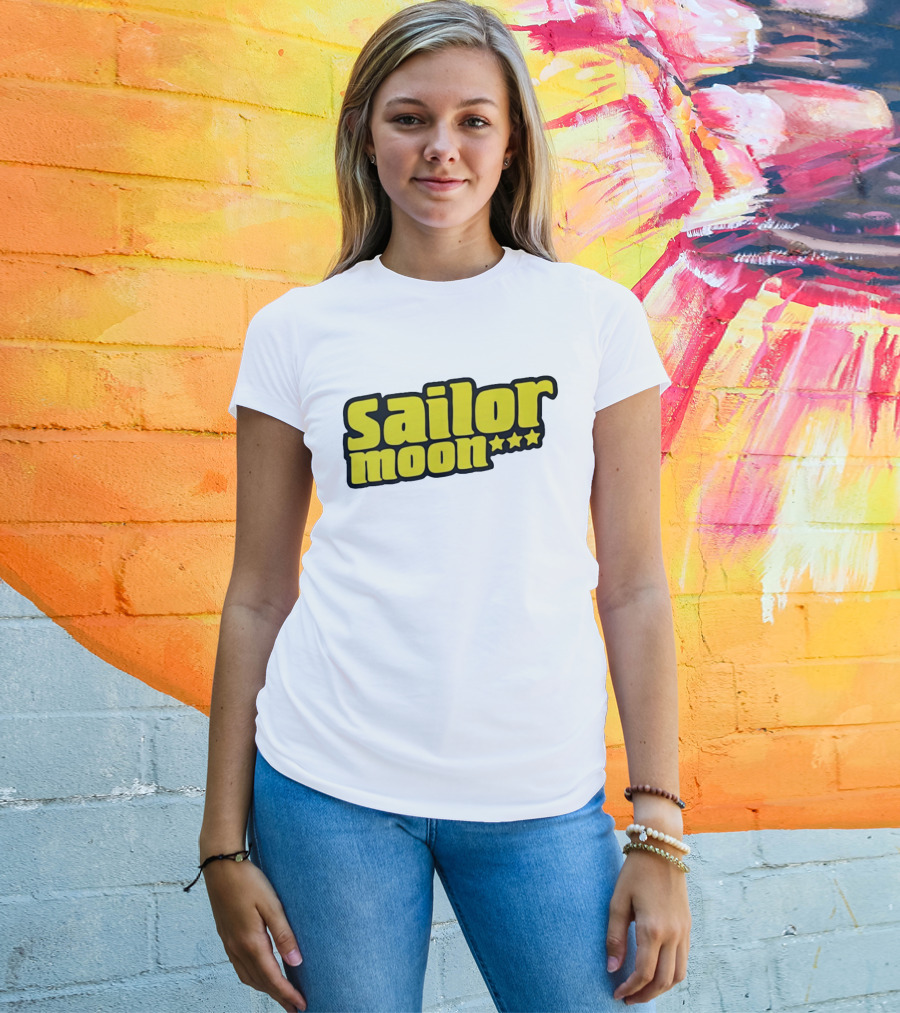 Sailor Moon Yellow Text With Stars T-Shirt