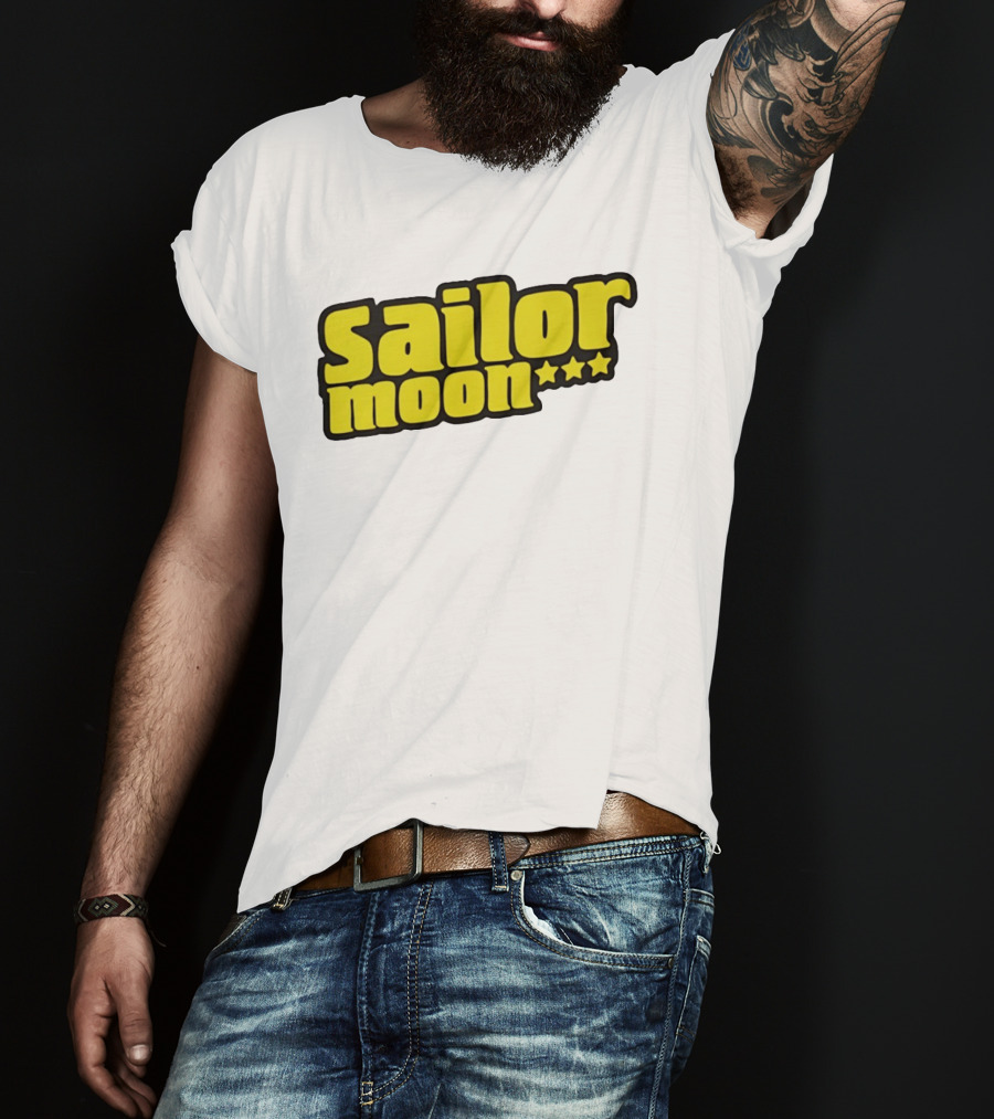 Sailor Moon Yellow Text With Stars T-Shirt